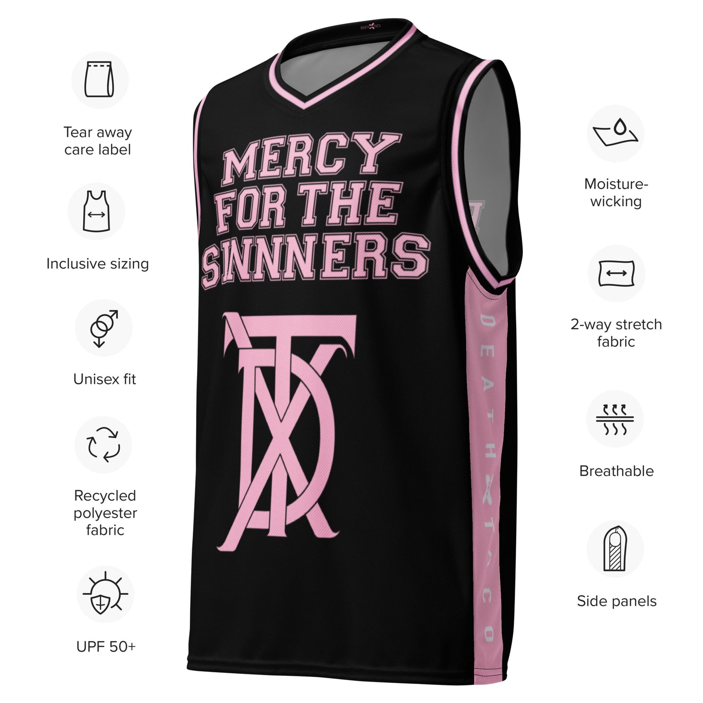 Black Angel Recycled Unisex Basketball Jersey