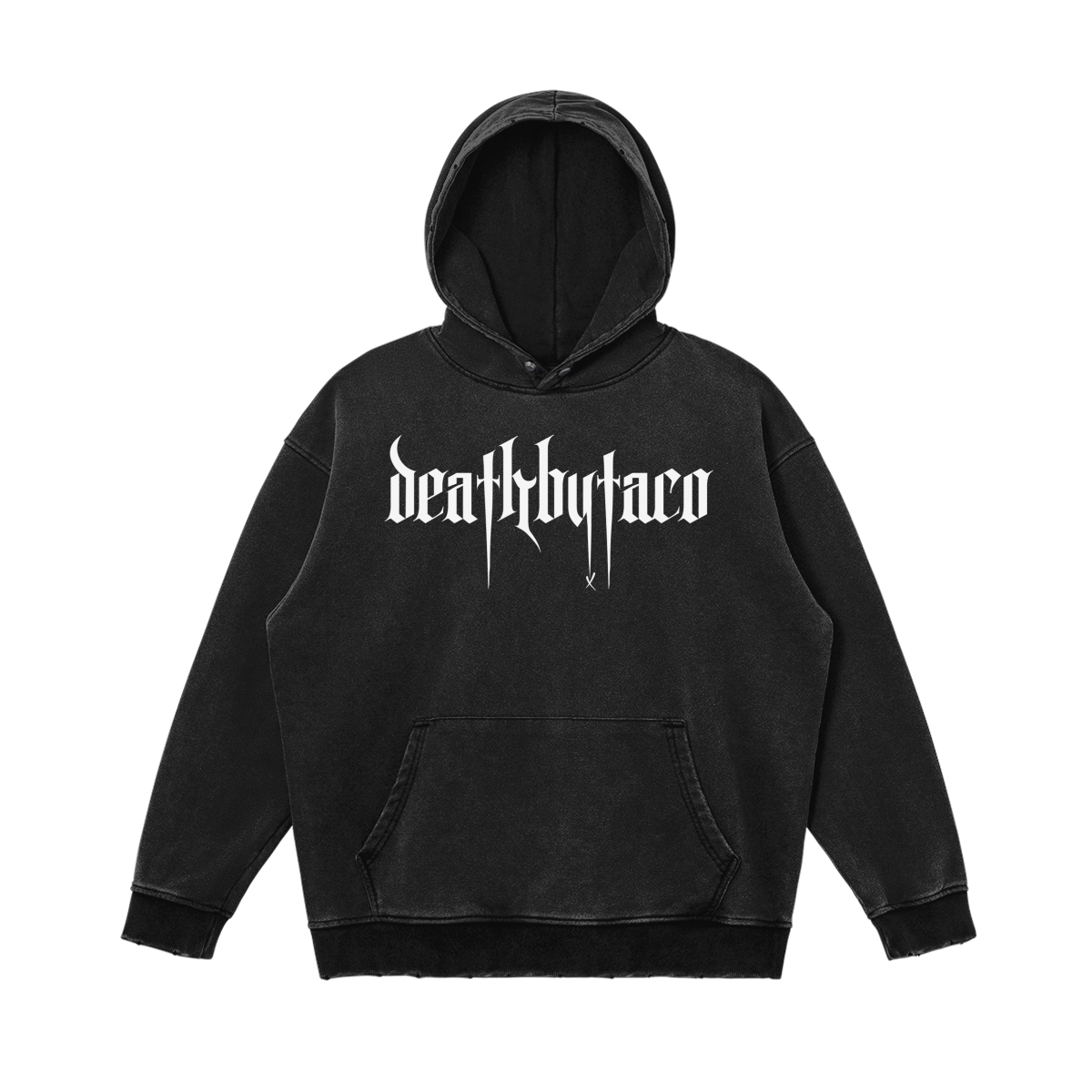 Emo Script Unisex Snow Wash Snap Collar Hoodie